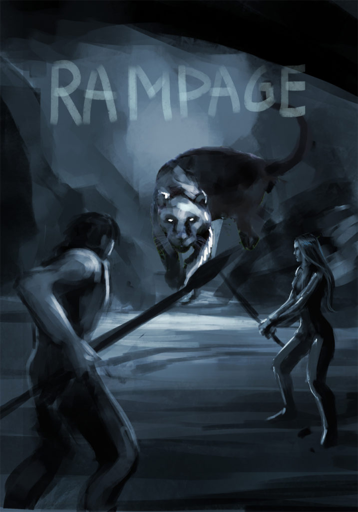 Sketch of the book cover "Rampage"