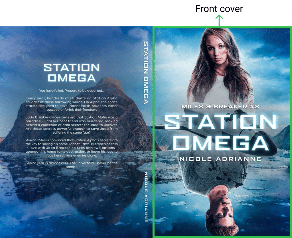 Front book cover design on the example of Station Omega