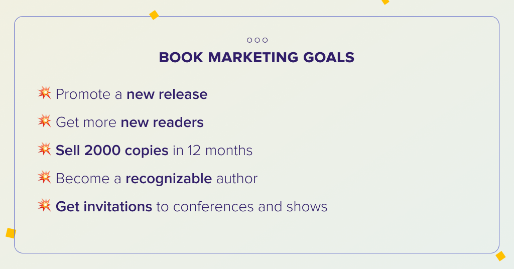 Examples of book marketing goals