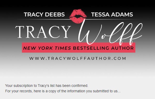 tracy wolff newsletter