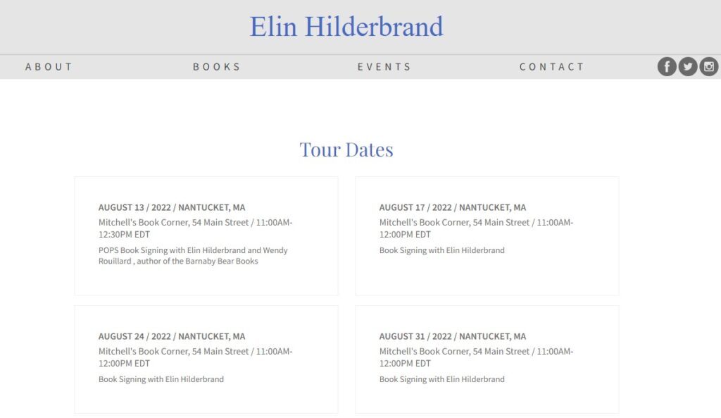 elin hilderbrand tour dates