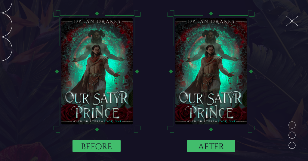 Book cover before and after