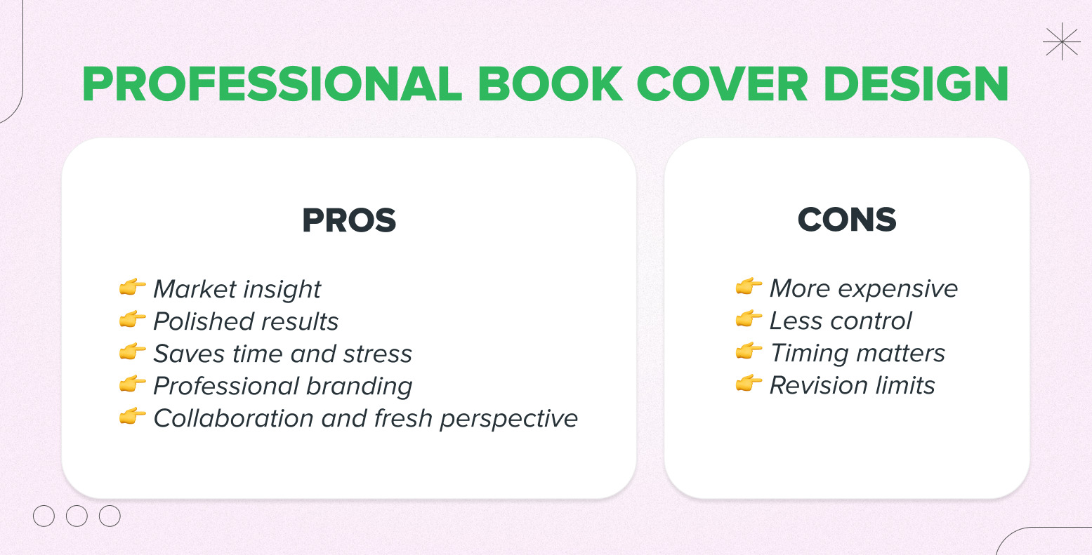 cons and pros of professional book cover design
