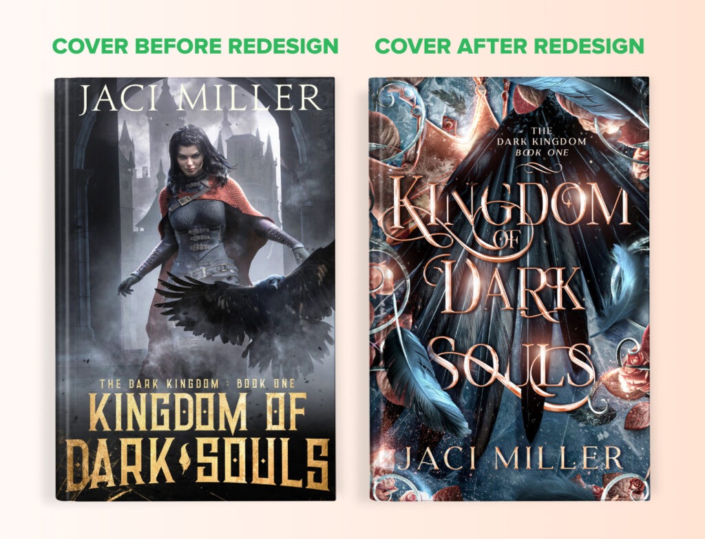Before and after book cover redesign
