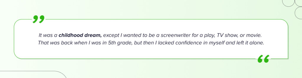 K.C. McMillian about a dream of being an author